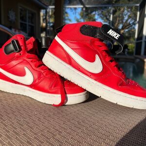 Nike Court Borough Mid 2 Red White Youth Sneakers Size 5.5 Mens / Youth